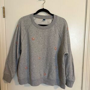 Heather Grey Rainbow Embroidery Sweatshirt